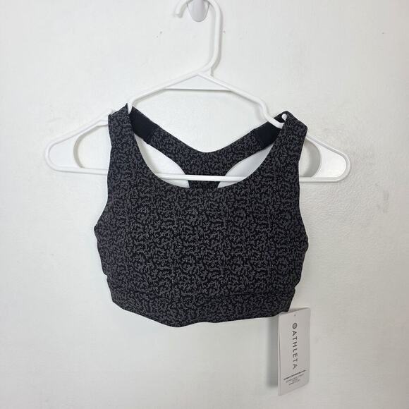 Athleta Grey Black Fitness Workout Padded Ultimate Textured Sports Bra Size XS - Picture 2 of 9